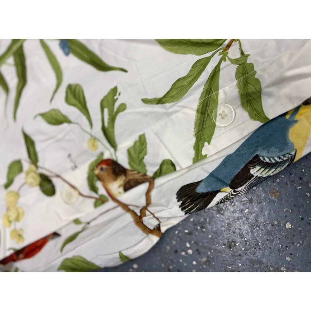 Pottery Barn Spring Sparrow Botanical Birds Cotton Duvet Cover Full Queen